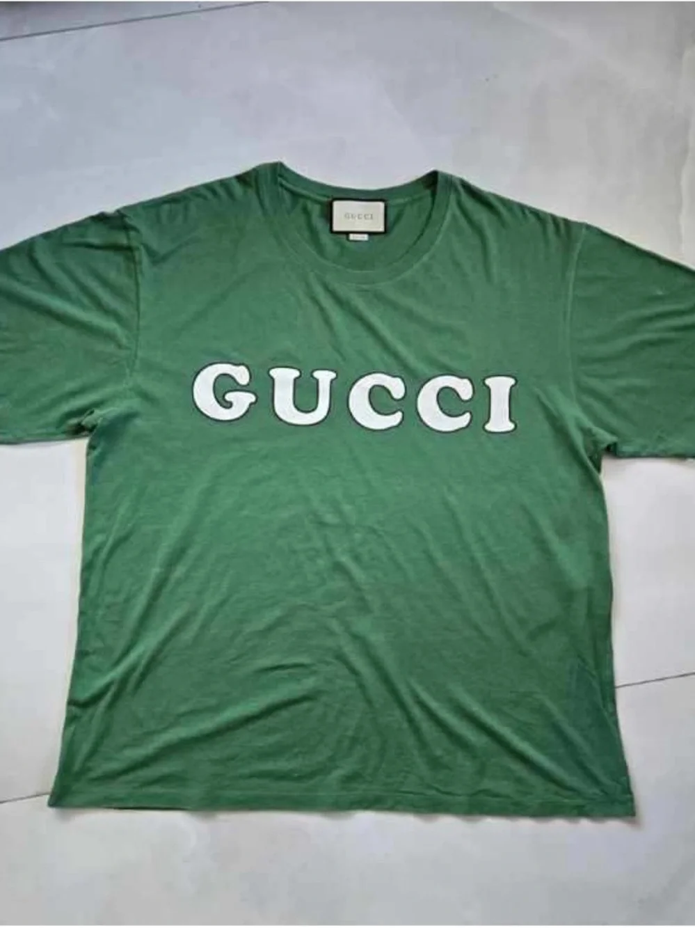 Gucci Green Crewneck T-Shirt with White Logo